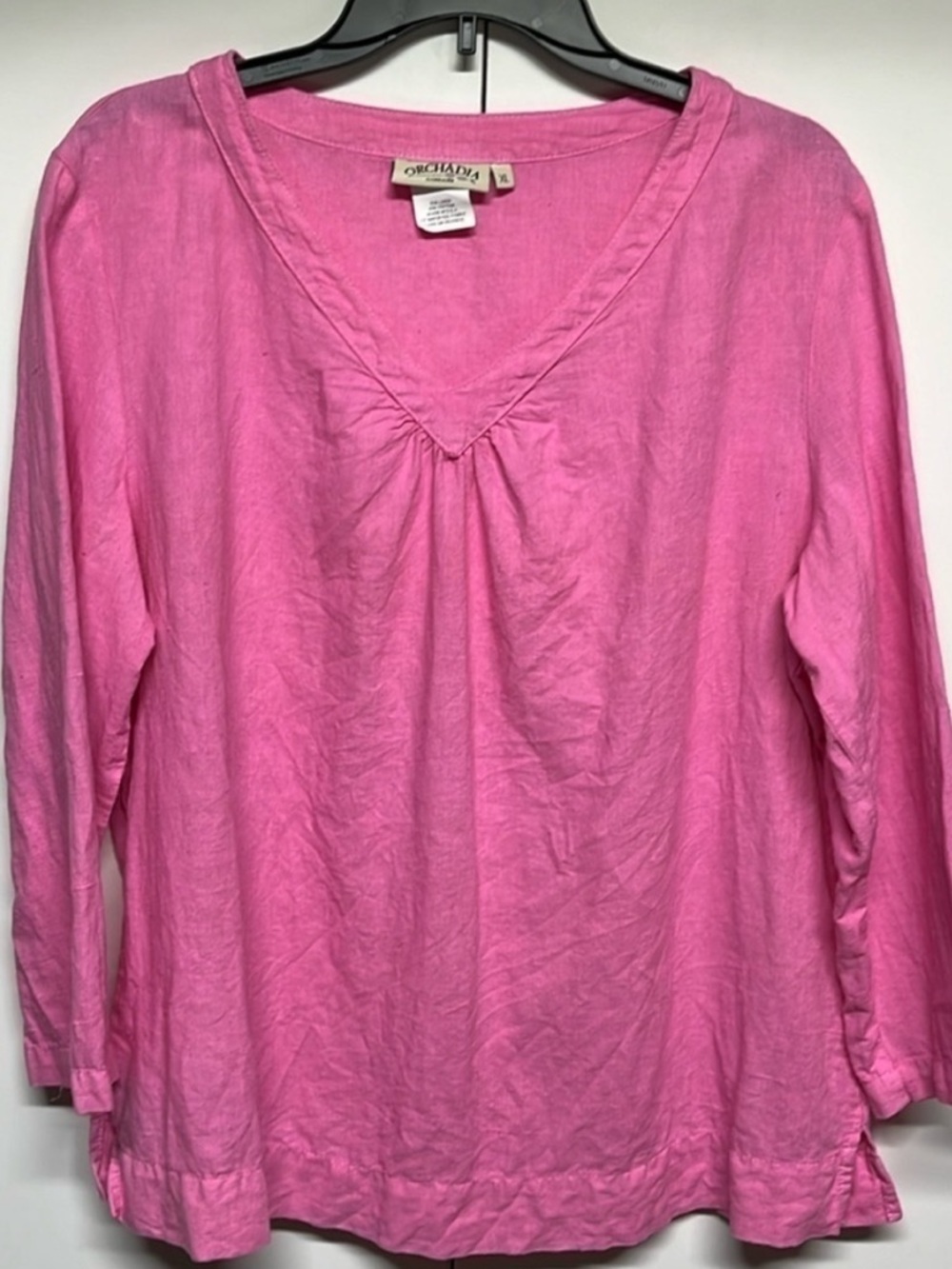 BUNDLE 3PC Vacation Bundle Pink Linen Top Croft & Barrow Capri Jeans Necklace - Picture 3 of 12